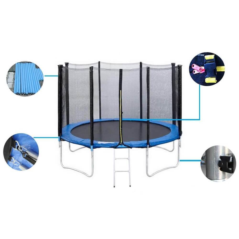 Trampolín al aire libre, trampolines redondos de 6 FT, 8 FT con red de cierre de seguridad, escalera, postes acolchados, trampolín de rebote combinado resistente a la intemperie para niños adultos