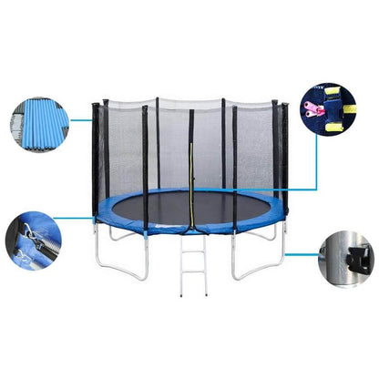 Trampolín al aire libre, trampolines redondos de 6 FT, 8 FT con red de cierre de seguridad, escalera, postes acolchados, trampolín de rebote combinado resistente a la intemperie para niños adultos