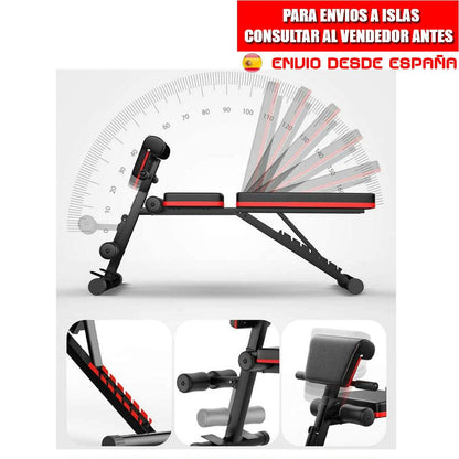 FOLDING MULTIFUNCTIONAL ABDOMINAL BENCH FOR MUSCULATION TRAINING WITH TWO TENSORS, SHIPPING FROM SPAIN