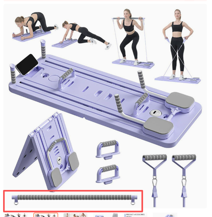 Pilates Reformando Compacto, 4 en 1 Pilates Plegable,La rueda abdominal push-up rebota automáticamente temporizador,Tabla Abdominal Pilates Multifunción para el Hogar y el Gimnasio 