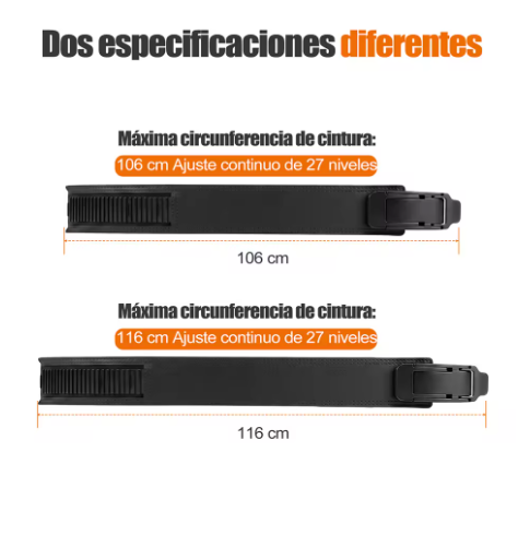 Cinturón de Halterofilia de Cuero con Hebilla de Palanca Metálica Ajustable, 27 Posiciones de Ajuste, Soporte Lumbar para Sentadillas, Peso Muerto y Musculación, Negro