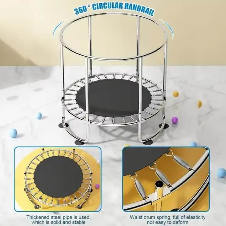 Trampolines para niños de alta calidad ajustable de altura 140cm de peso Trampolín para niños con juguetes