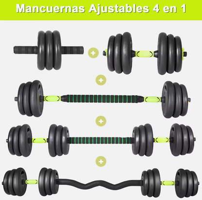 Mancuernas con Barras Mango para Kettlebell, Rueda Abdominal - Multifunción 10-40KG