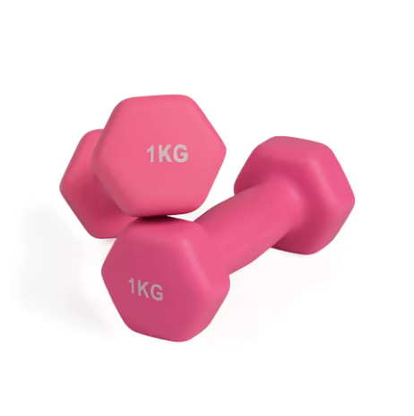 Juego de 2 Mancuernas Hexagonales de Vinilo, Pesas con Núcleo de Hierro y Revestimiento Antideslizante, para Fitness, Musculación y Entrenamiento en Casa, de 1 a 6 kg