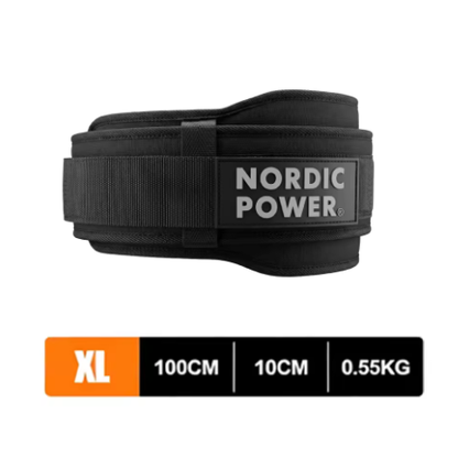Cinturón de Power de 10 cm, Soporte Lumbar para Levantamiento de Pesas, Hebilla Metálica Autobloqueante y Cierre Ajustable de Velcro, Negro