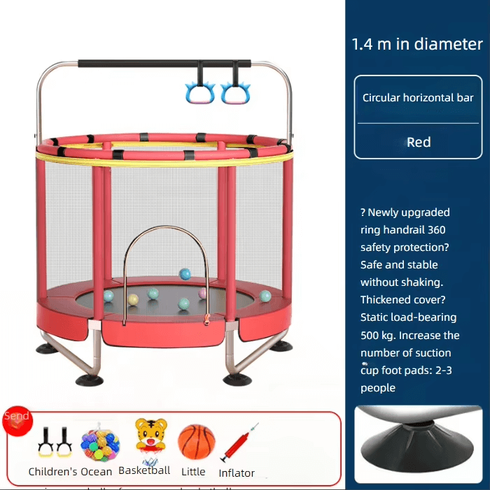 Trampolines para niños de alta calidad ajustable de altura 140cm de peso Trampolín para niños con juguetes