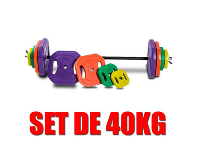 BAR WITH WEIGHTS, BARBELL AND ACCESSORY, FOR BODY PUMP, MUSCULATION, FITNESS, 20-50 KG, FREE SHIPPING